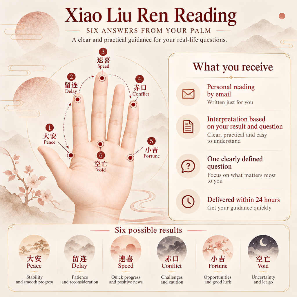 Xiao Liu Ren six palace palm counting method for Chinese number divination