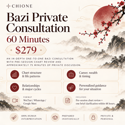 Private Bazi consultation based on Chinese Four Pillars of Destiny birth chart